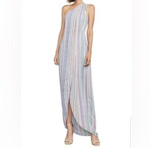 BCBGMaxAzria Colorful High Low Skirt One Shoulder 10